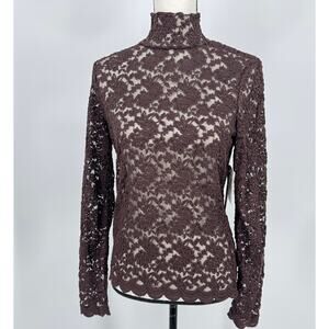 Jones New York Women's M Floral Lace High Neck Top
